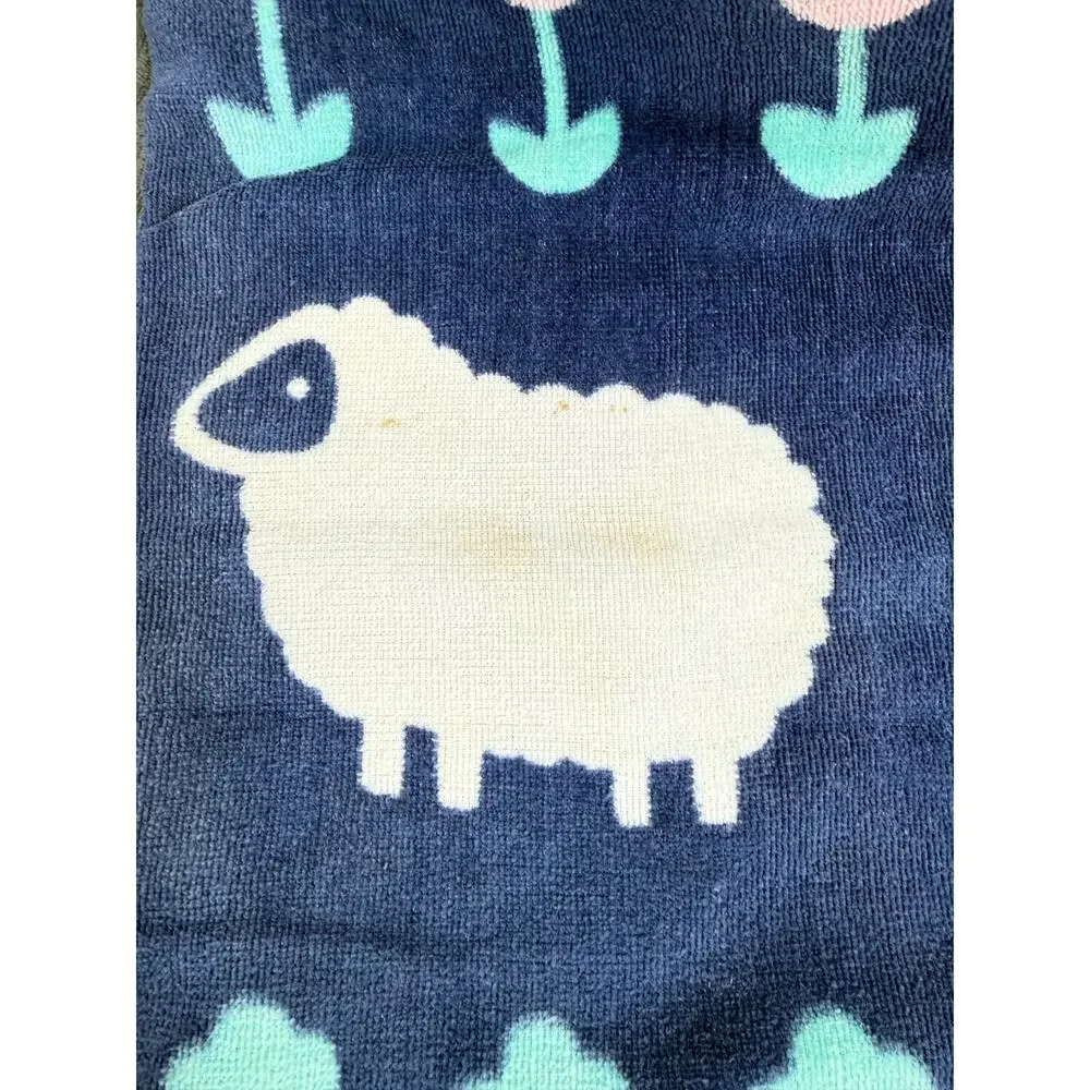 Speckta Designs 1986 Vintage Farm Animal Towel Navy 80s Novelty Geese Pigs Cows